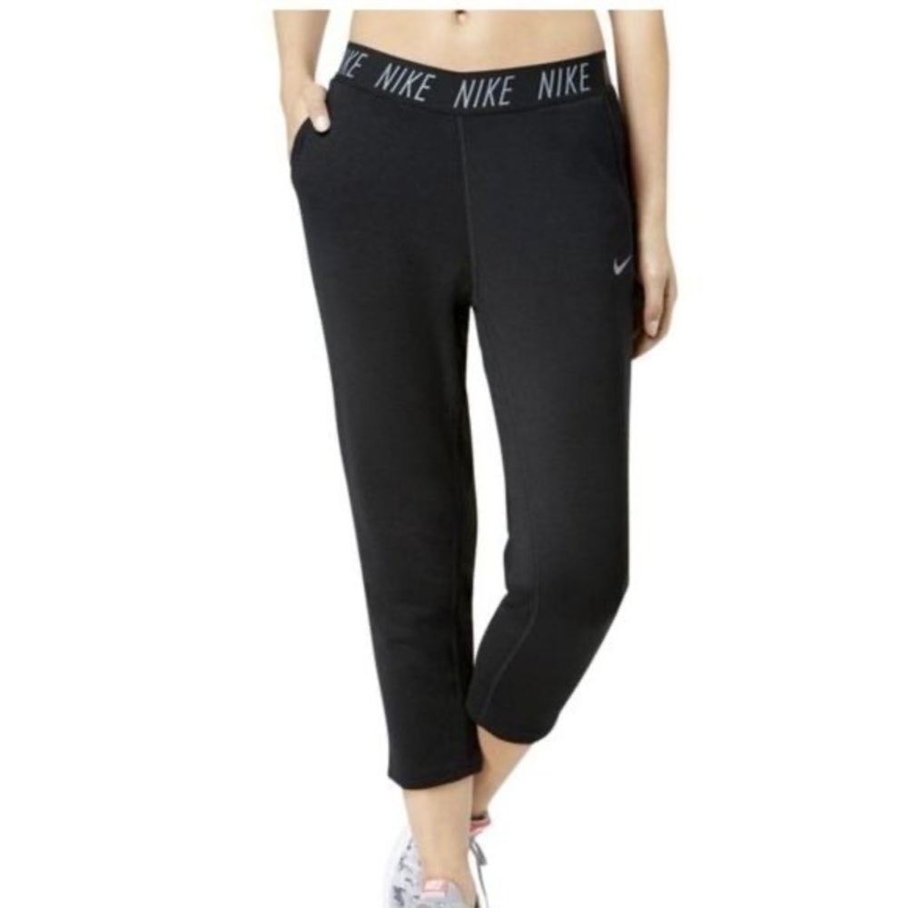 NIKE DRY Charcoal Gray Black Knit Cropped Joggers Sweatpants Women’s size small